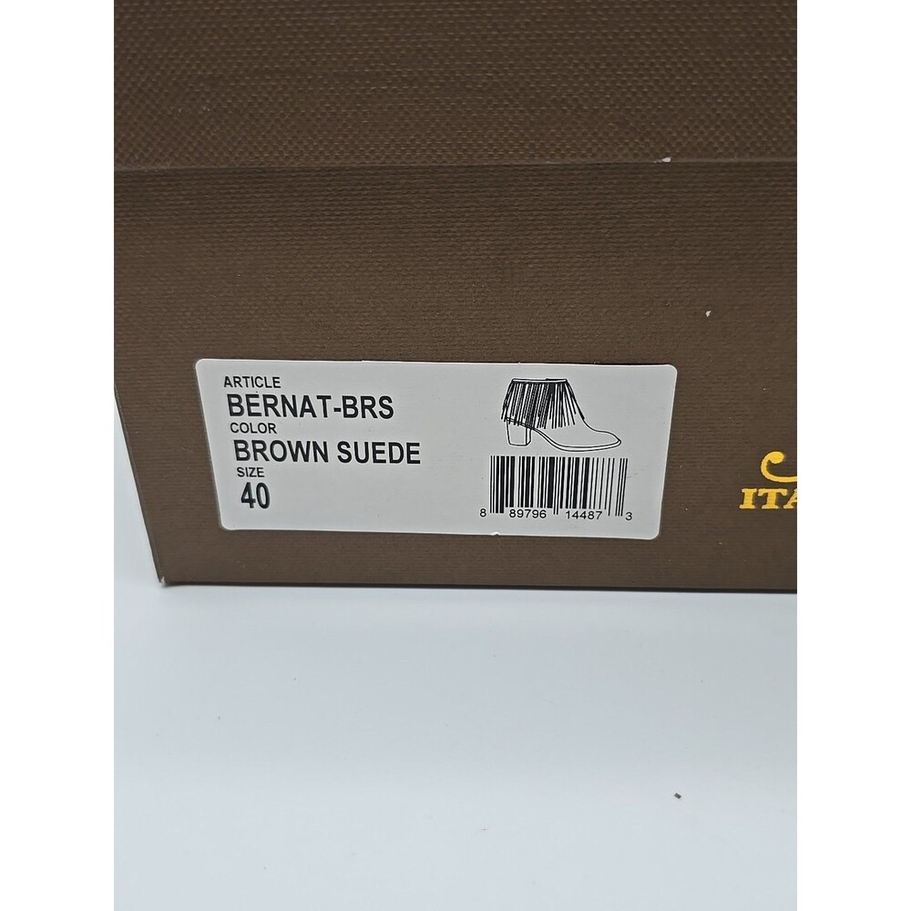 Azura Italian Fashion Women's Brown Suede Fringe Boots Bernat-BRS Size 9/40 NEW - Picture 2 of 11